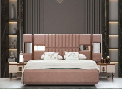 Luxury Bed Bedroom Italian Furniture Novel Material Wood Brown