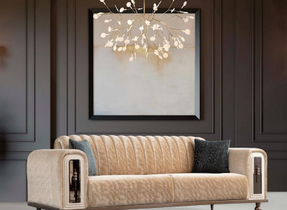 Luxury Stool Sofa Couch Beige Living room Law Firm Textile Sofas