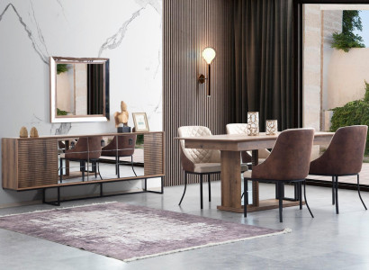 Dining room Suite Dining set Table Table 4x armchairs Chair Upholstery 6pcs.