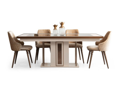 Dining room Set 4x armchairs Dining table Design Furniture Dining set Chair 5pcs.