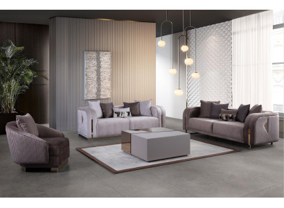 Luxury sofa set textile gray brown couch fabric sofa couches furniture table 4 pieces