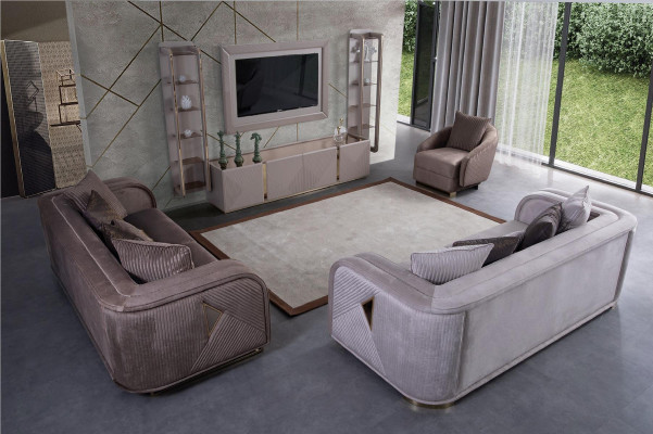 Luxury sofa set textile gray brown couch fabric sofa couches furniture table 4 pieces