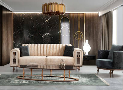 Design Modern Couch Set Sofa Set Living Room Set 3+1 Coffee Table Beige