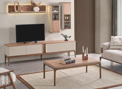 Sideboard tv Lowboard Wardrobe Coffee table Living room Modern Beige Wood