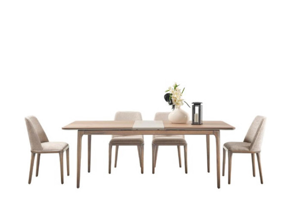 Dining set Dining table 4 Chairs Sideboard Mirror Modern 7-piece Wood Beige