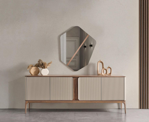 Mirror Sideboard Chests of drawers Wood Suite Set Chest of drawers Living room Beige