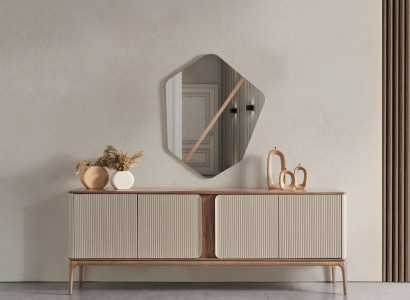 Mirror Sideboard Chests of drawers Wood Suite Set Chest of drawers Living room Beige