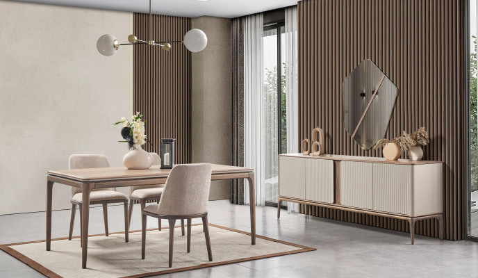 Complete Set Dining table 4 Chairs Dining room Set Ess Group Wood Table Tables 5pcs