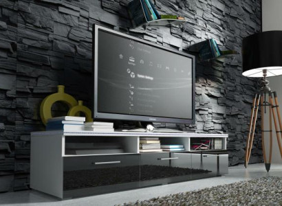 A stylish TV wardrobe made of wood for your living room in a modern style