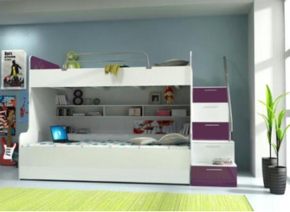 Double bunk bed Bunk bed Bed Childrens bed Youth bed Loft bed new Violet/White
