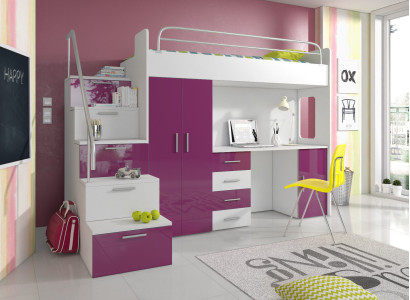 Double bunk bed Bunk bed Double bed Youth Bed Beds with Wardrobe Table RAJ4