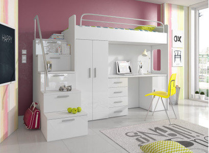 Double bunk bed Bunk bed Double bed Youth Bed Beds with Wardrobe Table RAJ4w