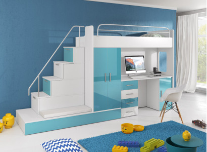 Double bunk bed Bunk bed Bed Wardrobe Youth Room Wardrobe Desk