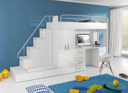 Youth room Double bunk bed Bunk bed Wardrobe Desk RAJ 5 SOFORT