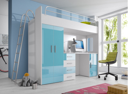 Double bunk bed BUNK BETT Bunk bed + Desk Wardrobe Beds Childrens room