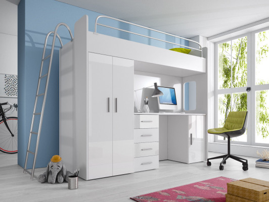 Double bunk bed BUNK BETT Bunk bed + Desk Wardrobe Beds Childrens room