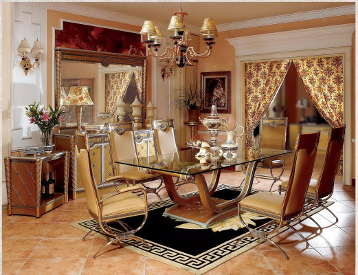 Dining room Suite Set 6 x Chairs Armchair Real Wood Design Baroque Rococo new