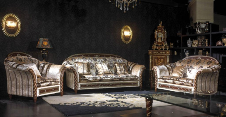 Classic 3+3 Sofa set Baroque Rococo Antique Style Furniture Upholstery Sofa