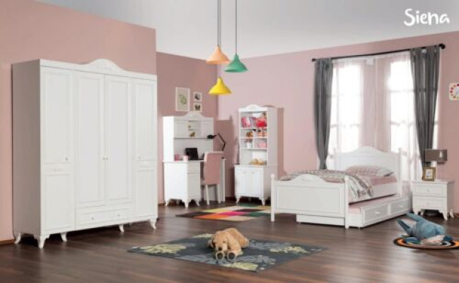 Childrens room Set White Elegant Desk Design Bookshelf Wood Furniture new