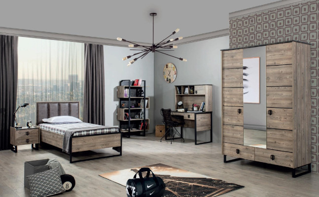 Loft Design Beds Bedroom Bed Wood with Upholstery Headboard Bed Frame new