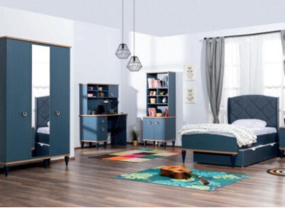 Blue's Childrens room Set Bed Bedside table Wardrobe Shelf Desk new