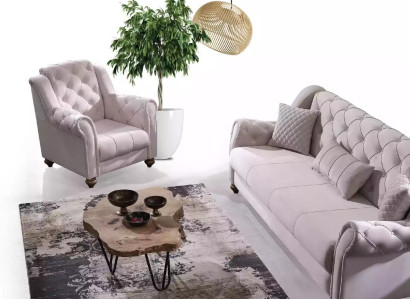 Classic Living room Suite 3+1 Couch Seat Sofa Upholstery new Beige