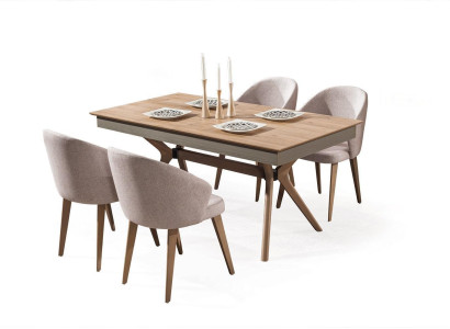 Luxury Dining room set Dining table 4x Chairs Textile Dining set Modern Suite new