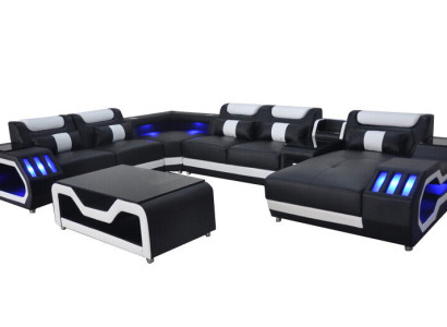 Design Leather Upholstery Seat Corner Landscape Room new Living Sofa Upholstery Corner USB