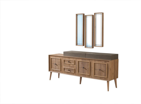 Luxury Sideboard Sideboard with 3x Mirror Wooden Cabinet Chest of drawers Wardrobe Wood Brown