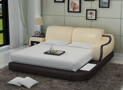 Design Bed XXL Big Beds Hotel Upholstery 200x200 Multifunction Shelf USB Leather