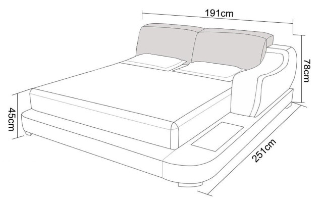 Design Bed XXL Big Beds Hotel Upholstery 200x200 Multifunction Shelf USB Leather