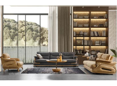 Design Sofa set 4+3+1 Leather Sofa 3 pcs. Set of couches sofas couch