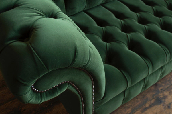Classic Chesterfield Design Couch 3 Seater Sofa Couch Velvet Leather big green new