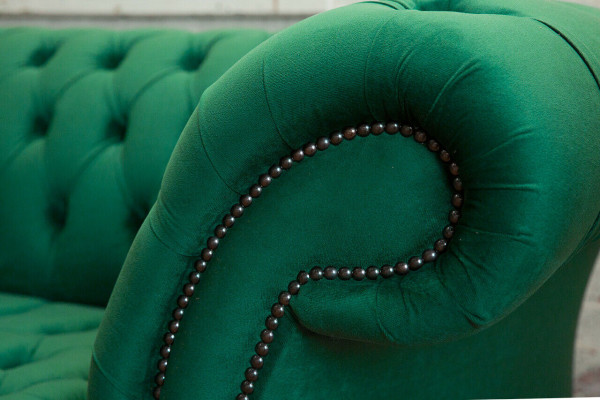 Classic Chesterfield Couch 3 Seater Sofa Couch Velvet Leather Design big green new