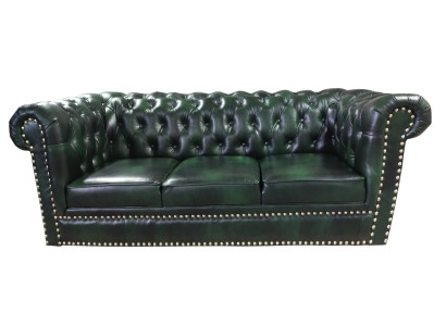 Chesterfield Sofa Three Seater Genuine leather Couch Green Leather Sofa 230cm Furniture