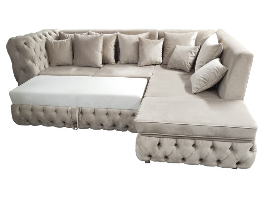 Chesterfield Corner sofa L-shape with Bed function Textile luxury sofa 340 x 220