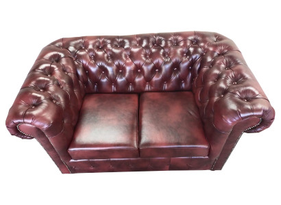Sofa Chesterfield 2 Seater Leather Lounge Couches Sofas Brown Modern