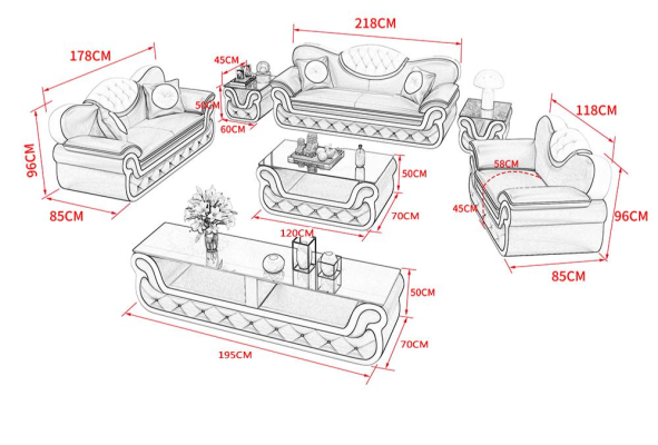 Complete set sofa set 7 pieces. Seat Sideboard Design Living room Group Suite