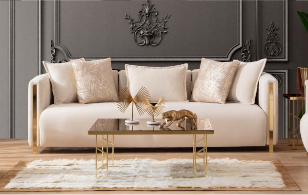 Three Seater Sofas Upholstery Luxury Furniture Modern Sofa 3 Seater Textile Couch 245cm