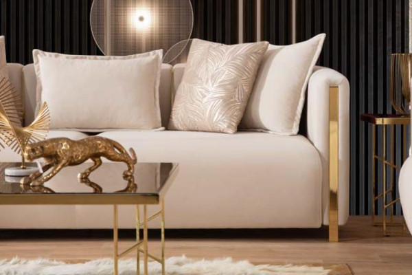 Three Seater Sofas Upholstery Luxury Furniture Modern Sofa 3 Seater Textile Couch 245cm
