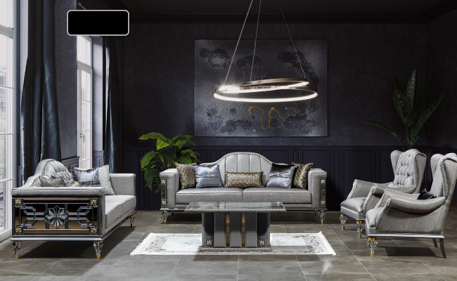 Luxury sofa set Sofa 3311 Seater Armchair three-seater Fabric 5-piece gray