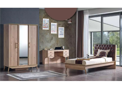 Design Youth Room Bedroom Bed Set Wardrobe Desk 3pcs.