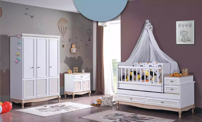 Baby Bed Childrens room Complete's Bedroom Wardrobe Chest of drawers 3pcs.