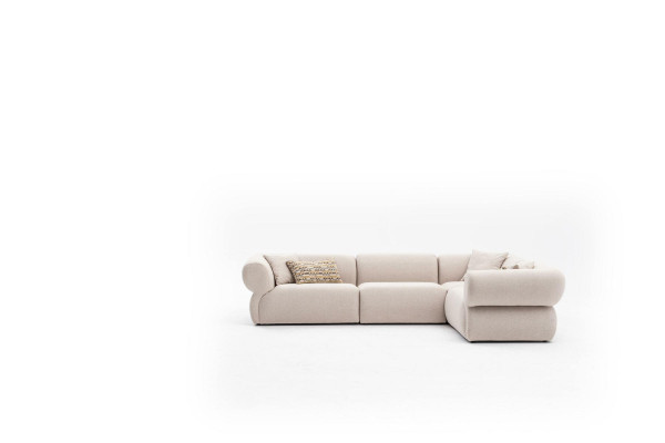 Sofa L-shape Beige Upholstered Sofa Living room Furniture Textile Modern Style