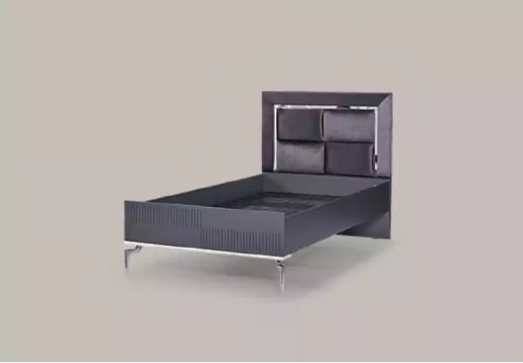 Bed Loft Wood Black Design 120x200cm Bed Frame Padded