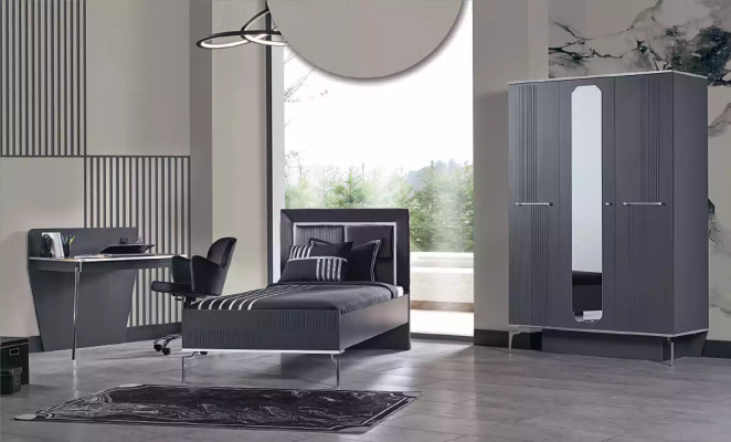 Bed Loft Wood Black Design 120x200cm Bed Frame Padded