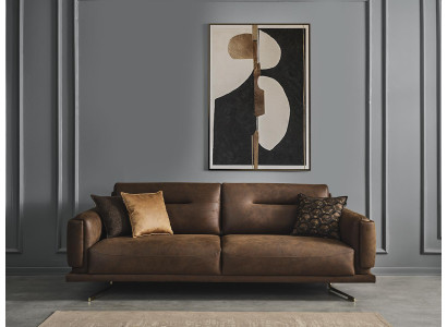 Four Seater Sofa 4 Seater Sofas Imitation leather Brown Living room Luxury