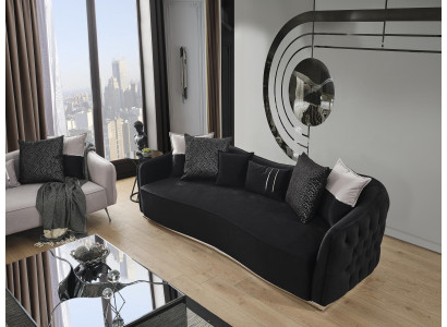 Four Seater Sofa 4 Seater Sofas Modern Design Fabric Polyester Black