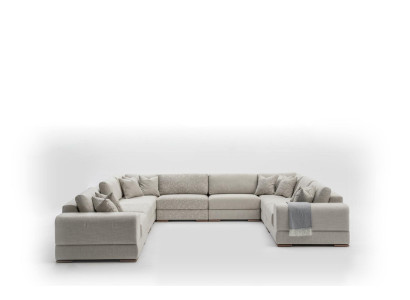Corner sofa U-shape Gray Sofa Couch Luxury Design Furniture Living landscape Fabric