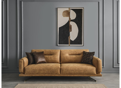 Three Seater Sofa 3 Seater Sofas Brown Imitation leather Living room Luxury Seat